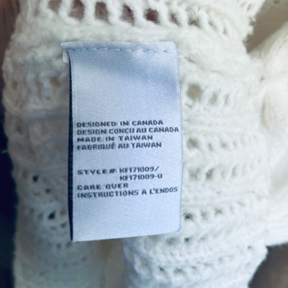 Kersh Women Openwork  Cable Кnit Turtleneck White Sweater Oversized Size XS - Picture 11 of 15